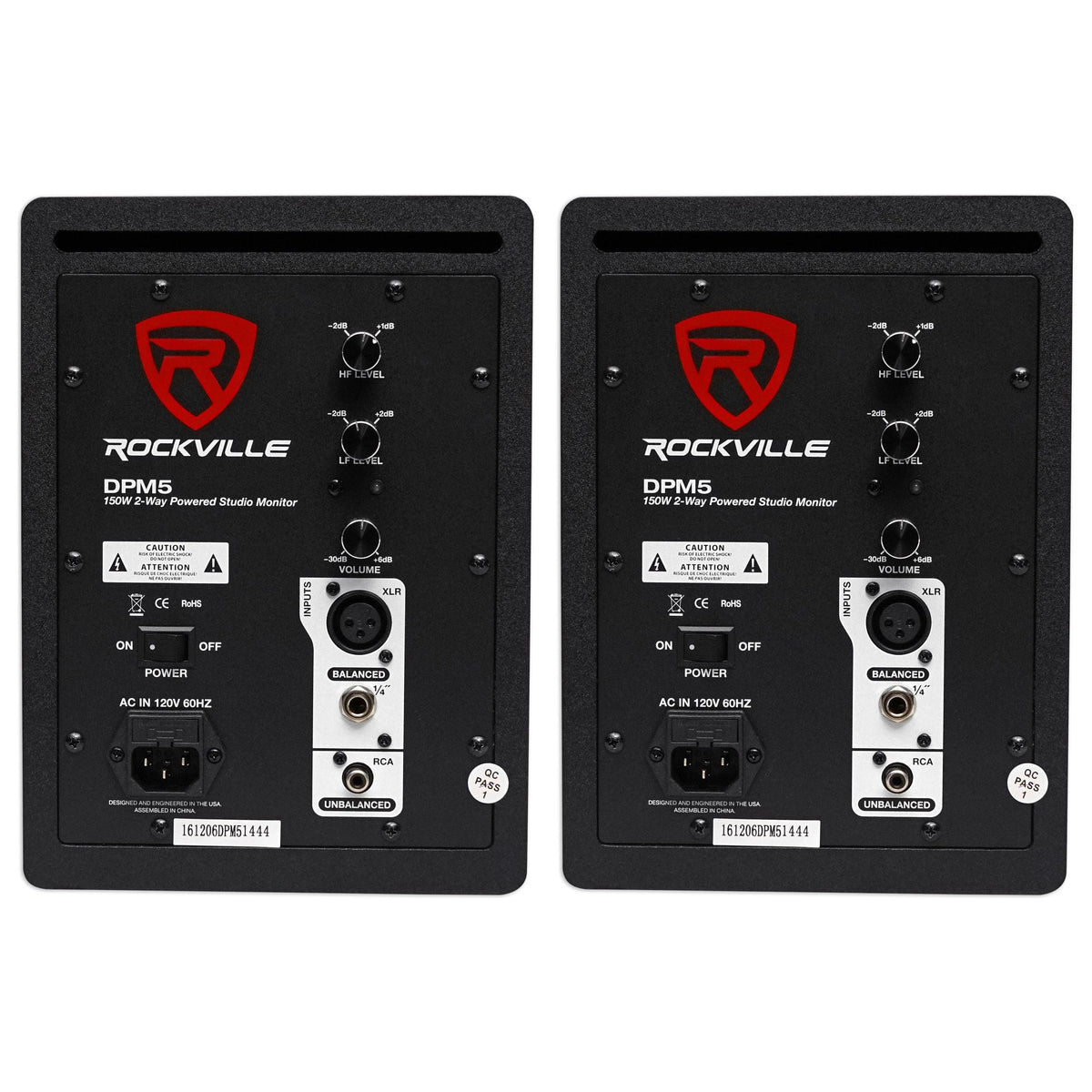 (2) DPM5W Dual Powered 5.25" 300W Active Recording Studio Monitors + Pads