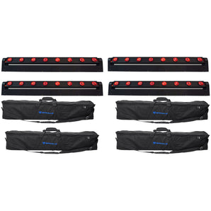 (4) Rockville MOTIONSTRIP Moving Head RGBW Color Strip Wash/Beam Light Bar+Bags