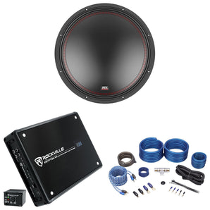 MTX 5515-22 15" 800 Watt DVC 2-ohm Car Audio Subwoofer+Mono Amplifier+Amp Kit