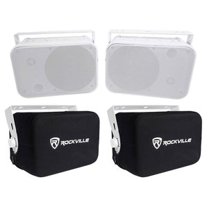 (2) Rockville HP65S-8 Outdoor Speakers+Waterproof Covers For Restaurant/Bar/Cafe