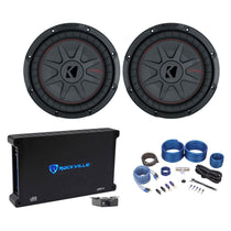 2) 48CWRT102 10" 1600W Slim Shallow Car Subwoofers+Mono Amplifier+Amp Kit