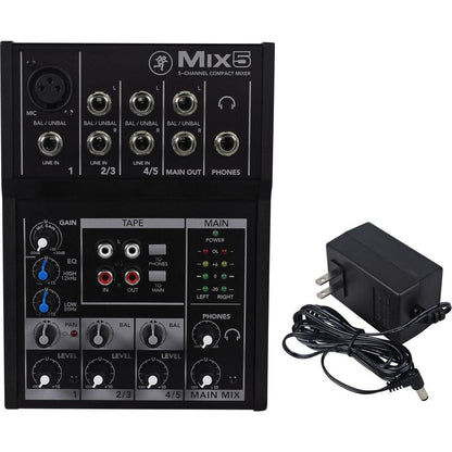 Mix5 Compact 5-Channel PA Mixer+(3) Microphones+(3) XLR Cables