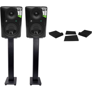 (2) Mackie MR524 5” 100 Watt Powered Active Studio Monitors+Stands+Pads