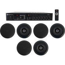 Home Audio Receiver+(6) 5.25" Black Ceiling Speakers For Bedroom/Living Room
