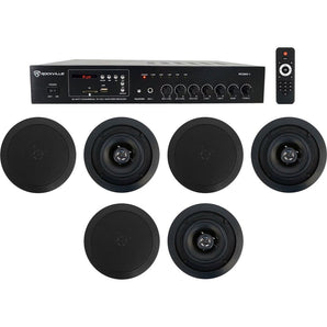 Home Audio Receiver+(6) 5.25" Black Ceiling Speakers For Bedroom/Living Room