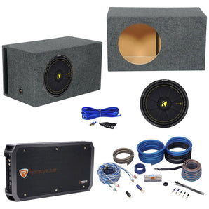 Kicker 44CWCS154 CompC 15" 1200w Subwoofer+Vented Sub Box+Hifonics Amp+Wire Kit