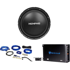 Memphis Audio SRX1044 10" 400w SRX Car Subwoofer Sub+Mono Amplifier+Amp Kit