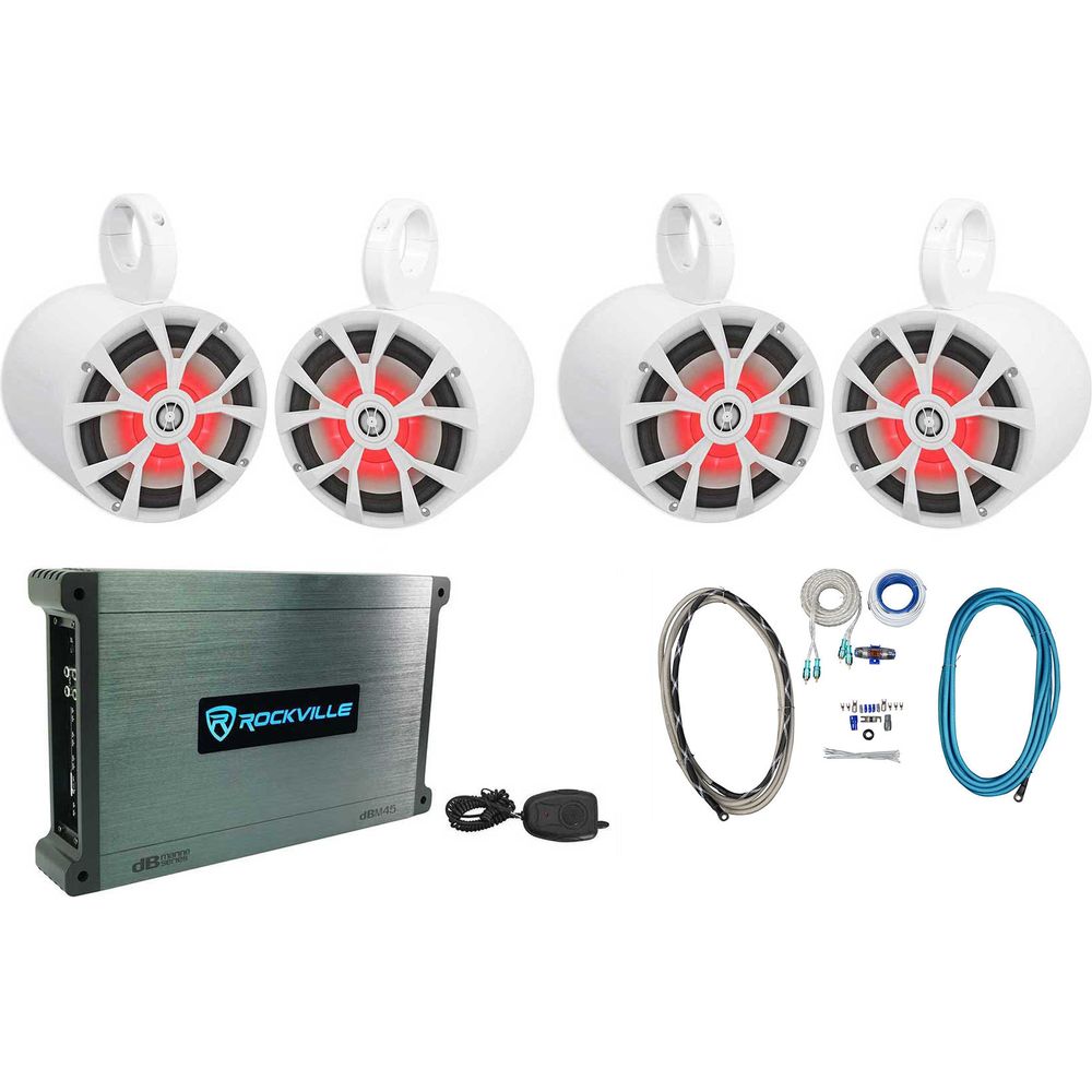 RKL80MW White 2-Pack + DBM45 Marine Amplifier Bundle