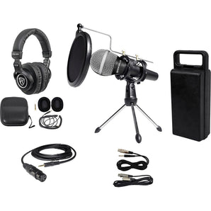 Rockville PC Podcasting Podcast Streaming Bundle w/ Microphone+Stand+Headphones