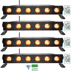 (4) Rockville BEST STRIP 60 Black Rechargeable Wash Light Bars w/Wireless DMX