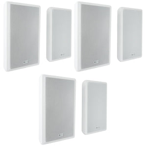 (6) Rockville RockSlim 70W White 5.25" 70v Commercial Restaurant Wall Speakers