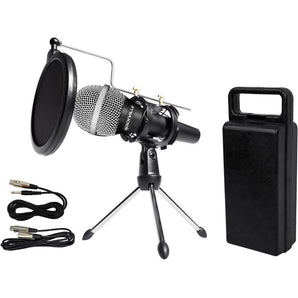 Rockville Dynamic Podcasting Podcast Microphone w/Mic Stand+Pop Filter+Cables