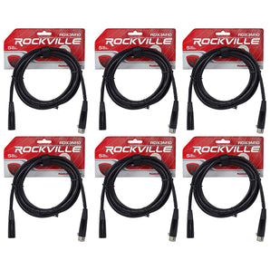 (6) Rockville RDX3M10 10 Foot 3 Pin DMX Lighting Cables 100% OFC Female 2 Male