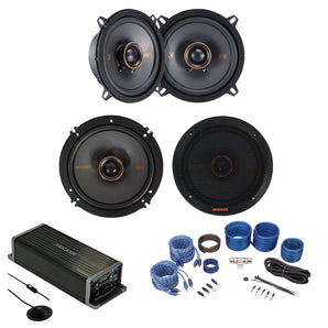 Kicker KSC504 5.25"+KSC650 6.5" Car Speakers+4-Channel Smart Amplifier EQ+Wires