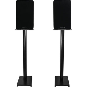 Pair Rockville RockShelf 58B Black 5.25" Home Bookshelf Speakers w/37" Stands