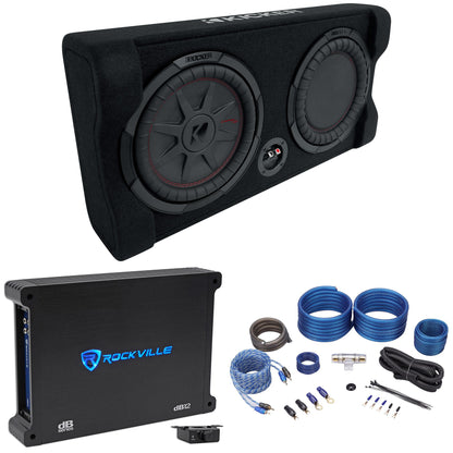 48TRTP102 10" Down-Firing Subwoofer + Amplifier + Wire Kit Bundle