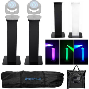 (2) Totem Stands+Black+White Scrims For (2) Chauvet Maverick STORM 1 WASH Lights