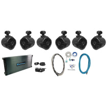 (6) RWB70B Black 6.5" Marine Wakeboard Swivel Tower Speakers+Amplifier