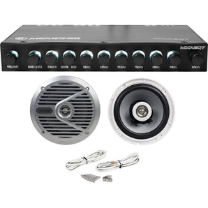 Memphis Audio MXAEQ7 7-Band EQ Equalizer+2) Alpine Speakers for Boat/ATV/UTV/RZR