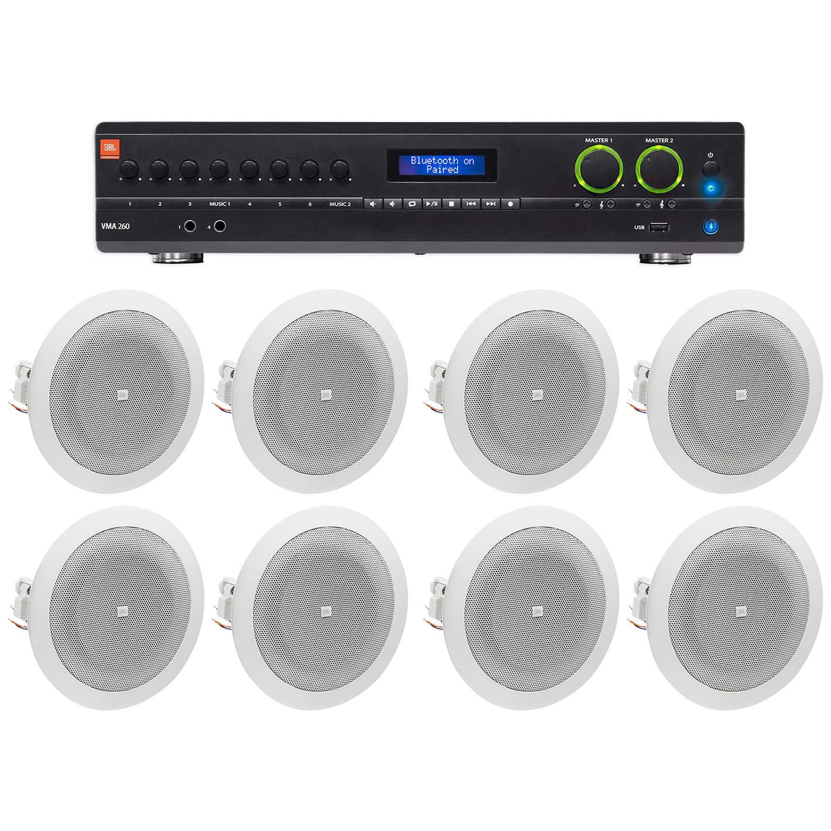 VMA260 8-Input Amplifier + (8) JBL 8124 4" Ceiling Speakers