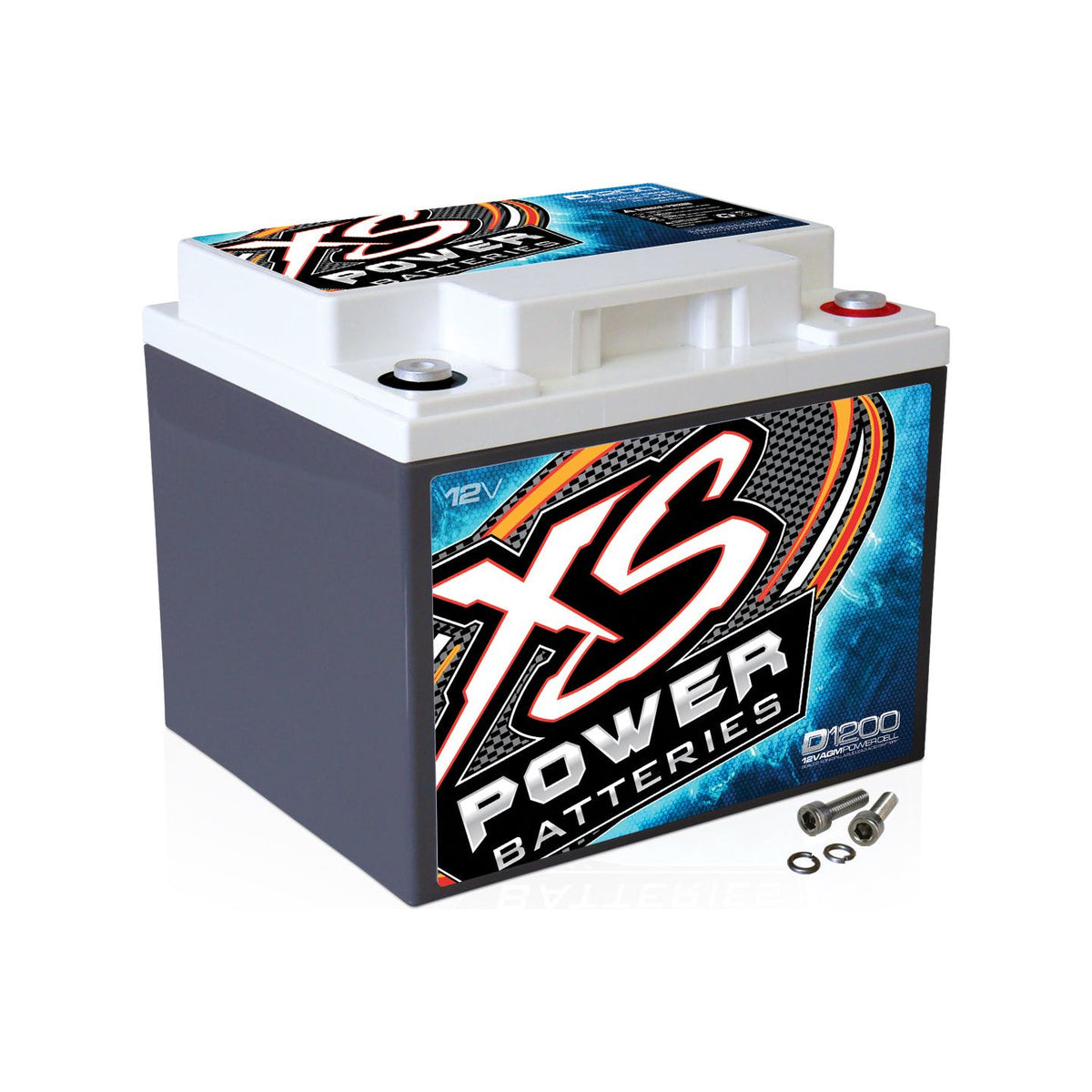 XS Power D1200 2600 Amp AGM Power Cell Car Audio Battery + Terminal Hardware