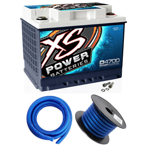 XS Power D4700 2900 Amp 12V Group 48 Power Cell AGM Battery + Power/Ground Wires