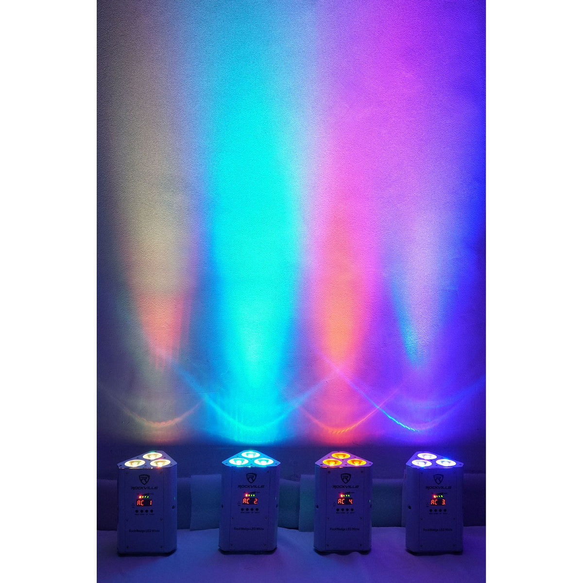 (6) RockWedge LED White Battery Powered Lights+Wireless DMX Controller