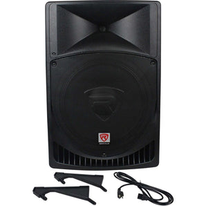 Pair Rockville Power Gig RPG15 15" Powered Active 2000 Watt 2-Way DJ PA Speakers