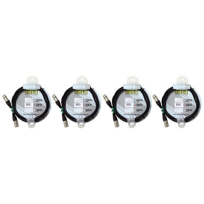 (4) 10 Foot 3-Pin Male to Female DMX Cables
