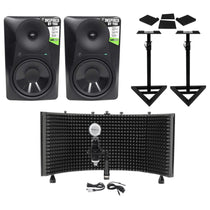 (2) MR824 8in Monitor Bundle with Mic, Adjustable Stands & Isolation Shield