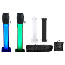 (2) BPA12 12" Powered Active 600W DJ Speakers w Bluetooth+Totem Stands