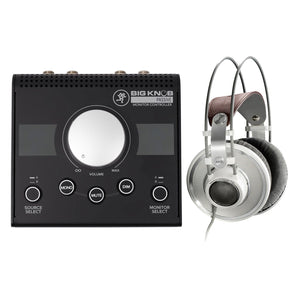 AKG K701 Premium Open-Back Studio Reference Monitor Headphones Bundled with Mackie Big Knob