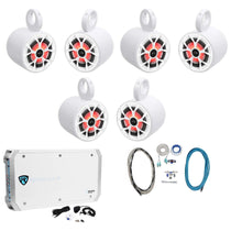(6) RKL65MBW 6.5" 700W Marine Wakeboard LED Speakers + Amplifier + Amp Kit
