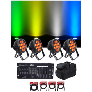 (4) Chauvet DJ SlimPar Pro H USB D-Fi RGBAW Wash Lights+Bag+Controller+Cables