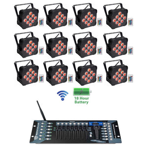 (12) Rockville BEST PAR 60 Rechargeable Wash Lights w/Wireless DMX Controller