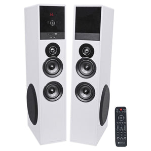 Rockville TM80W White Powered Home Theater Tower Speakers 8" Sub/Bluetooth/USB