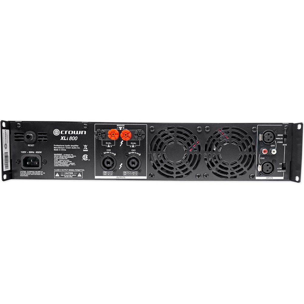 Crown Pro XLi800 600w 2-Channel DJ/PA Power Amplifier Amp + Cables XLI 800