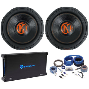 2 Memphis Audio MJP1222 12" 1500 Watt MOJO Car Subwoofers+Mono Amplifier+Amp Kit