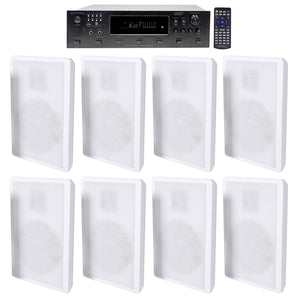Technical Pro 6000w 6-Zone Home Theater Bluetooth Receiver+(8) Wall Speakers