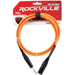 14 Rockville 6' Male REAN XLR to 1/4'' TRS Cable (7 Colors x 2 of Each)