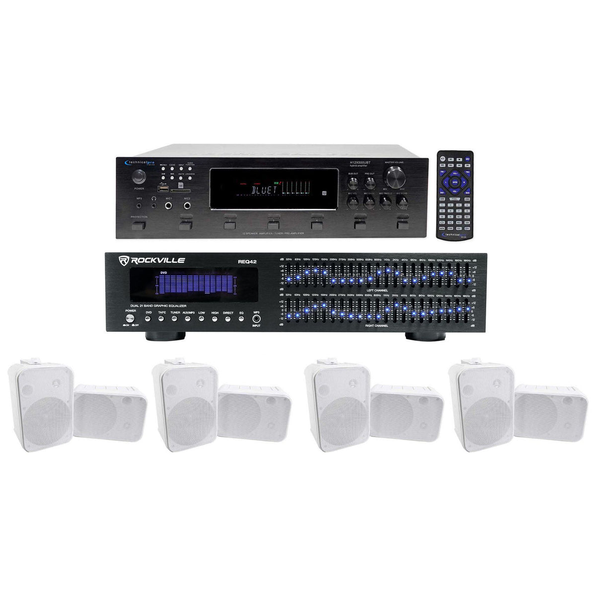 6-Zone Receiver with (4) Pairs of White 6.5" Indoor/Outdoor Speakers, Home Package