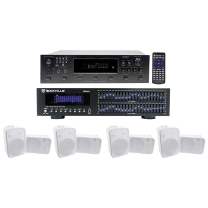 6-Zone Receiver with (4) Pairs of White 6.5" Indoor/Outdoor Speakers, Home Package