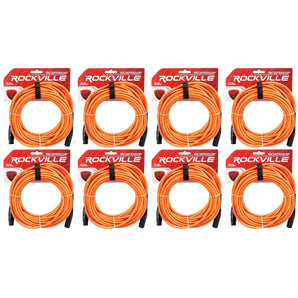 8 Rockville RCXFM50P-O Orange 50' Female to Male REAN XLR Mic Cable 100% Copper