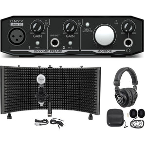 Mackie Onyx Artist 1.2 2x2 USB Recording Interface+Studio Mic+Headphones+Shield
