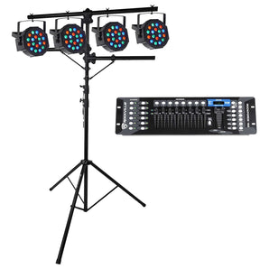 Rockville RVLS1 Tripod Lighting Stand+(4) Par Can Wash Lights+DMX Controller