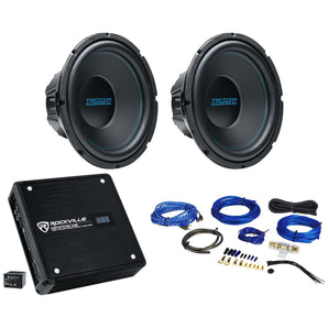 (2) Autotek ATK12D4 12" 400w RMS DVC 4 Ohm Car Subwoofers+Mono Amplifier+Amp Kit