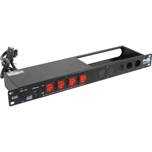 ProX X-PC4XLR-USB 1U 15Amp Circuit 4CH Switch Panel W-2 USB and 5 Punched Space