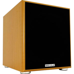 Rockville Rock Shaker 10" Inch Wood 600w Powered Home Theater Subwoofer Sub
