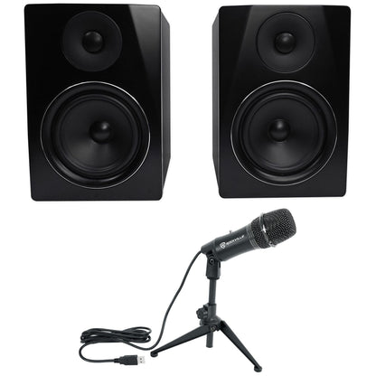 APM6B 6.5" 350W Studio Monitors+USB Condenser Computer Microphone