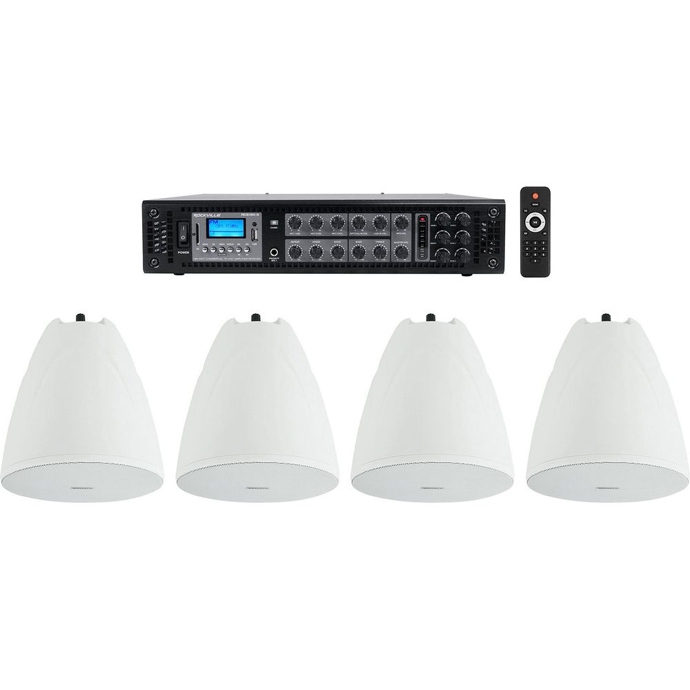 PEN-65T White 4-Pack + RCS180-6 6-Zone 180W Amp Bundle